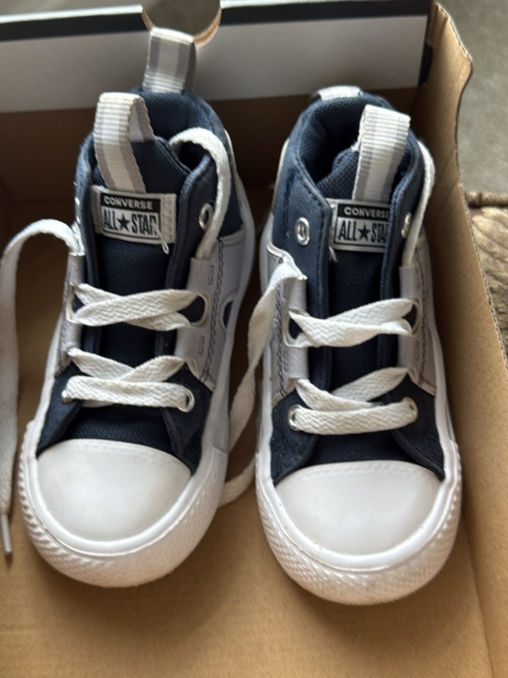 Converse Kids Navy and White High-Top All Star Sneakers